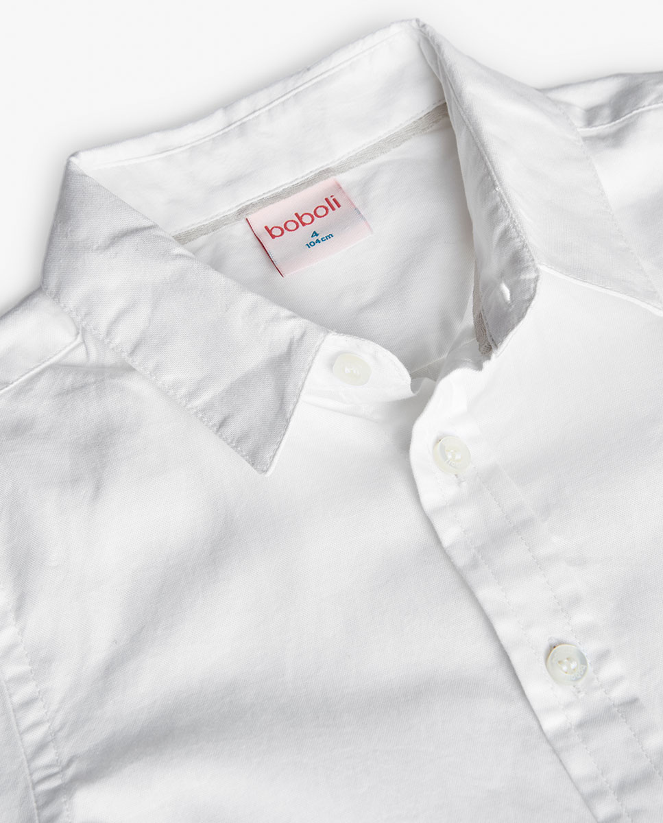 Camisa Oxford Lisa de Manga Comprida Boboli Branco-3