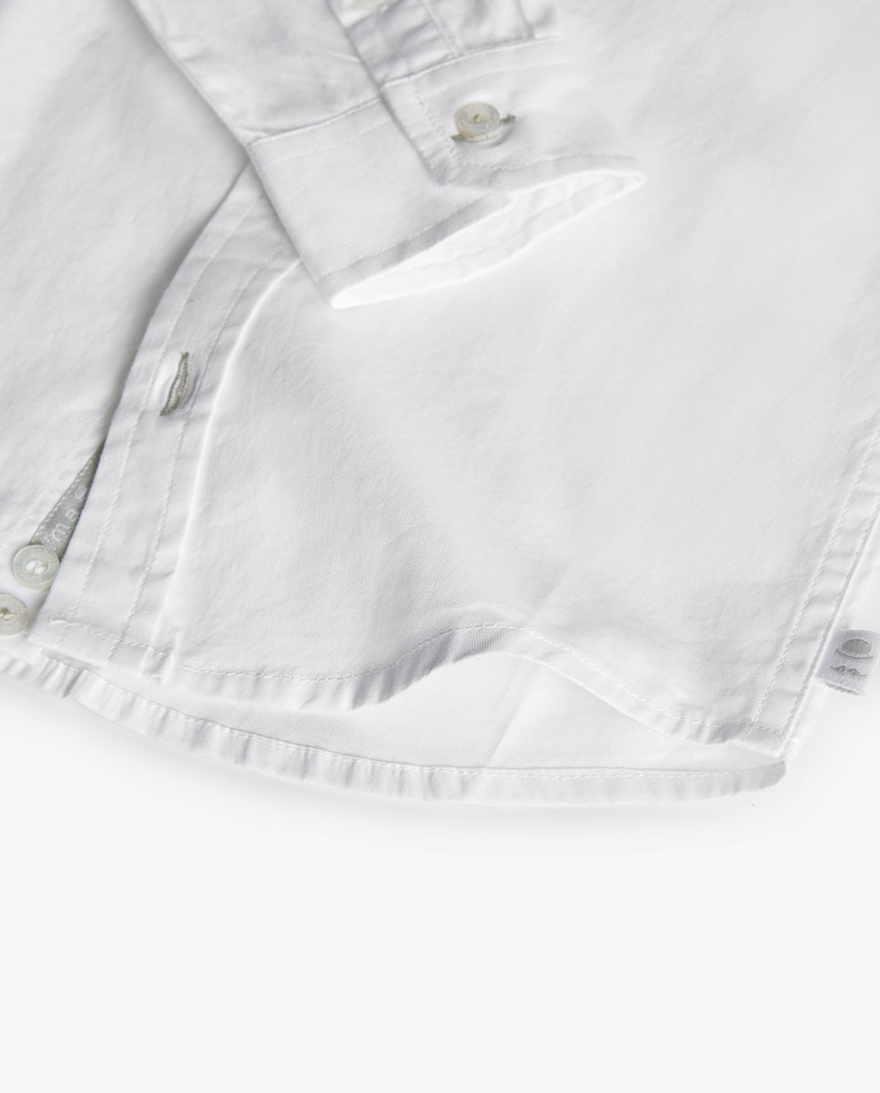 Camisa Oxford Lisa de Manga Comprida Boboli Branco-4