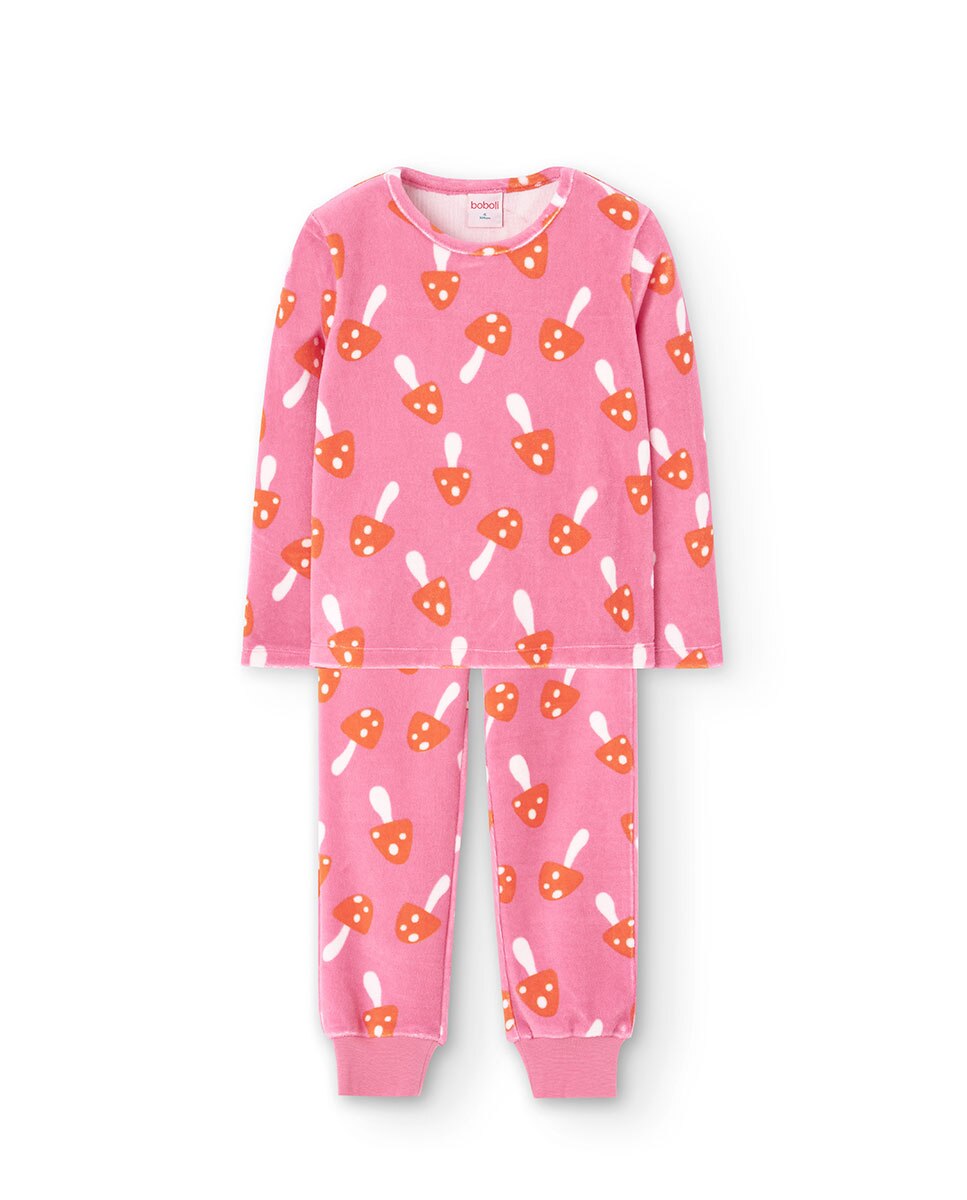 Imagem 0 de Pijama de Veludo para Bebé com Estampado de Fantasia e Gola Redonda