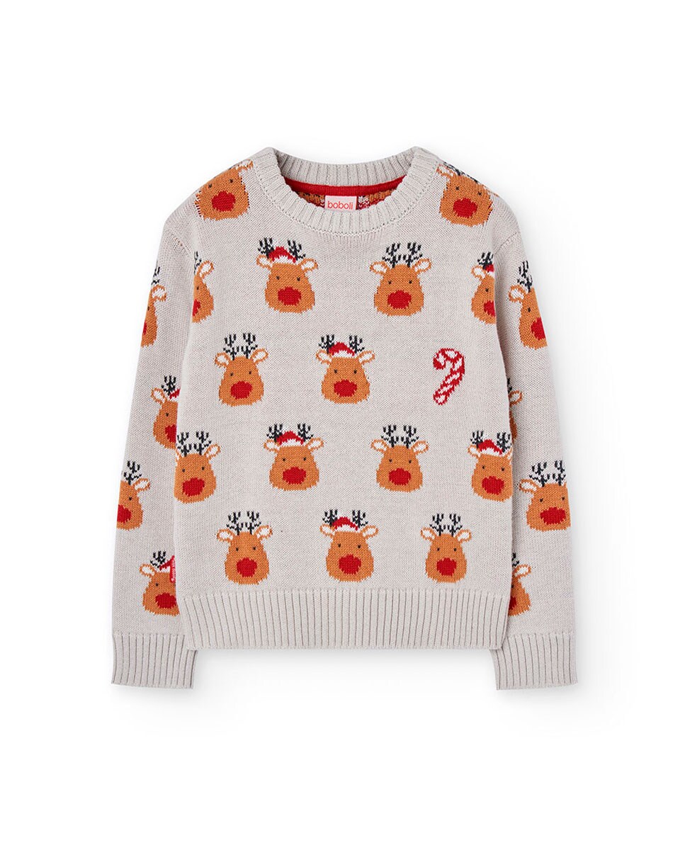 Camisola Infantil com Manga Comprida e Estampado de Animais Natural-1