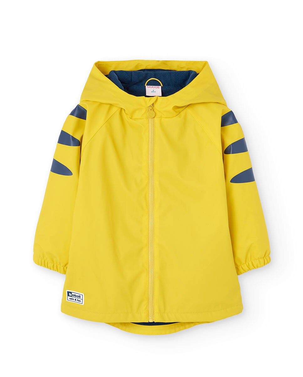 Impermeável Infantil com Capuz e Fecho Zip Amarelo-1