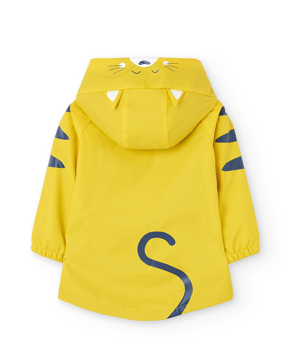 Impermeável Infantil com Capuz e Fecho Zip Amarelo-2