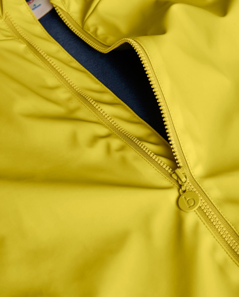 Impermeável Infantil com Capuz e Fecho Zip Amarelo-3