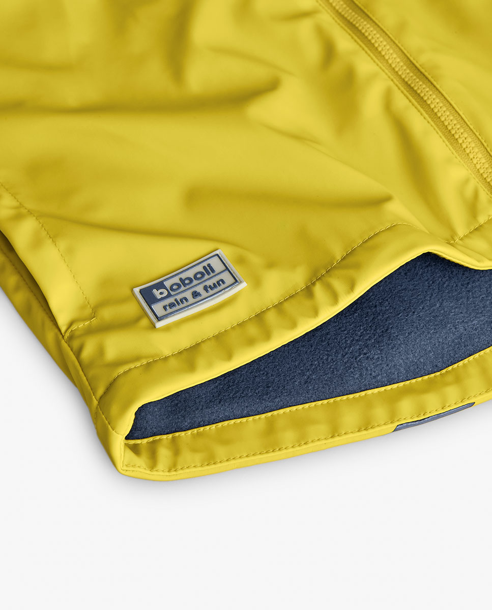Impermeável Infantil com Capuz e Fecho Zip Amarelo-4