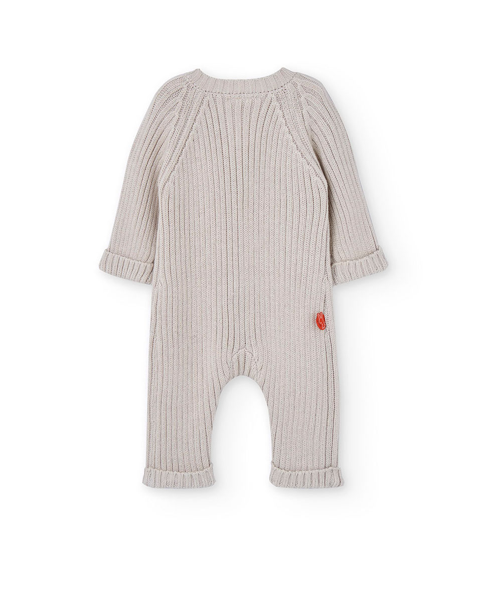 Babygrow para Bebé com Mangas Compridas e Fecho Frontal Boboli Cru-2