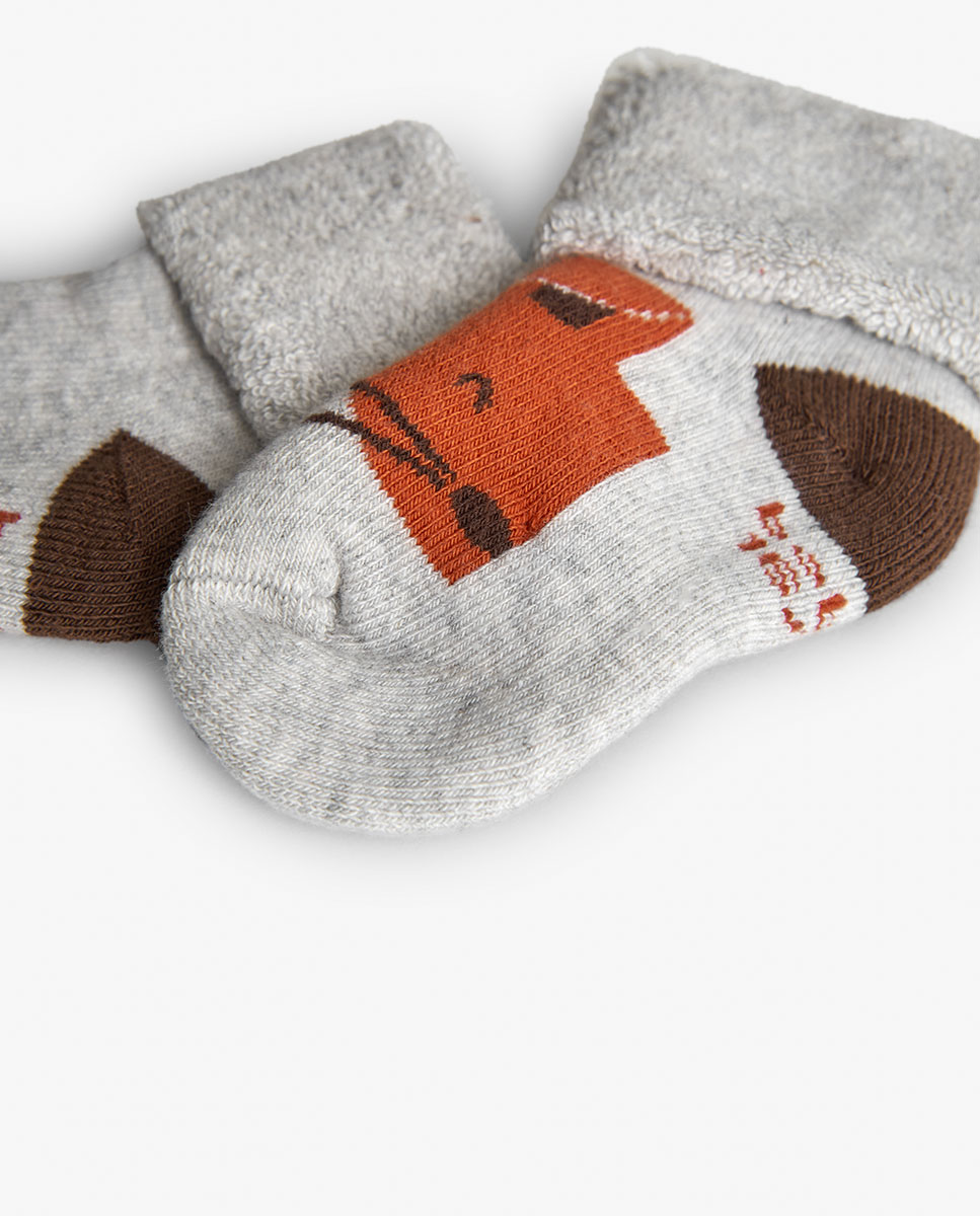 Pack de 2 Pares de Meias com Estampado para Bebé Boboli Laranja-2
