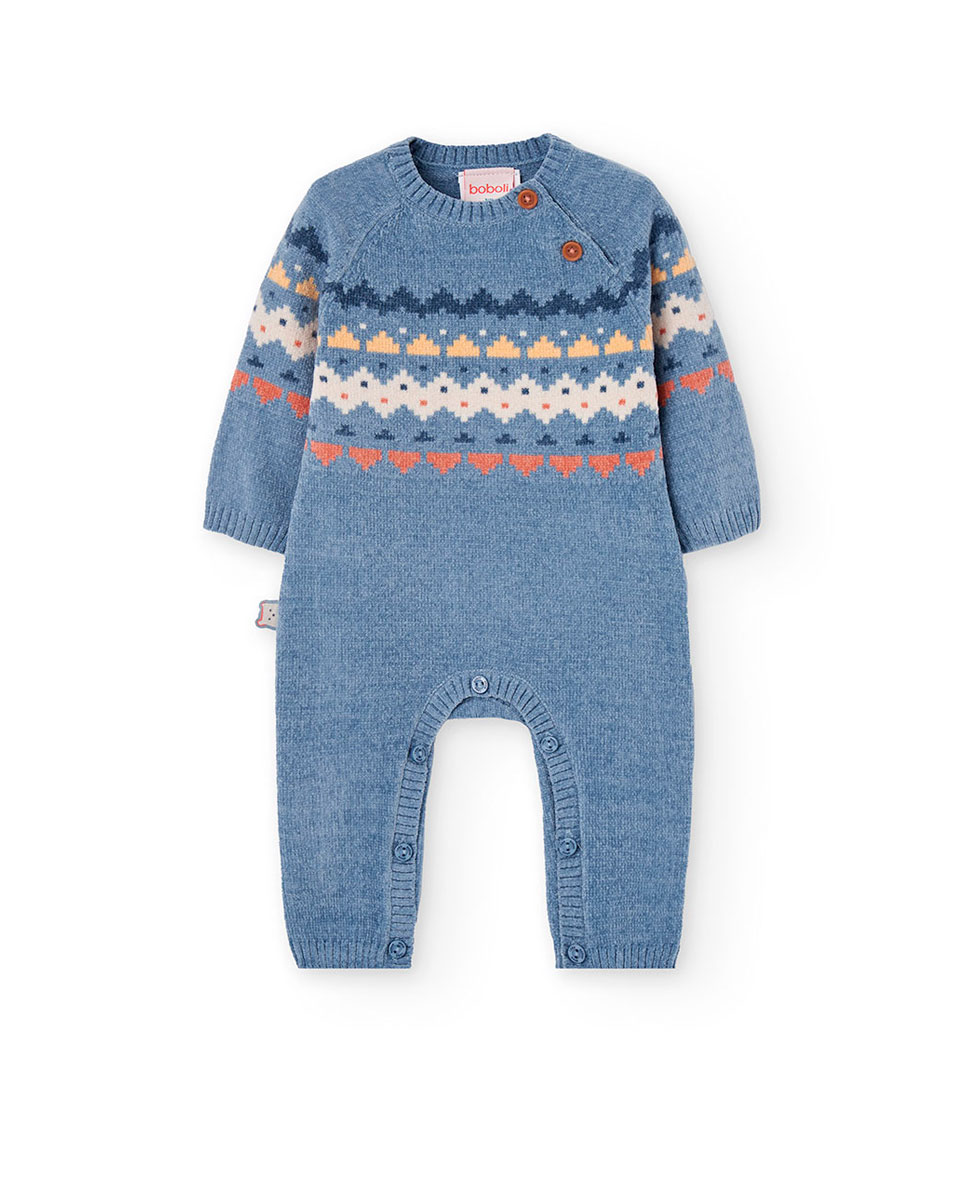 Babygrow para Bebé com Manga Comprida e Gola Redonda Azul-1