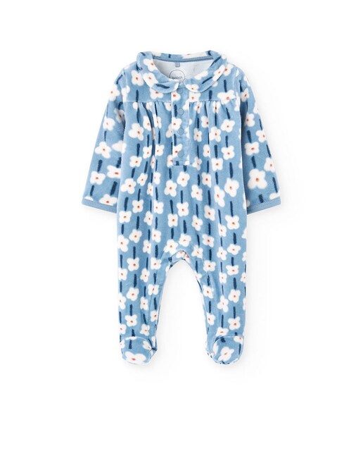 Imagem 0 de Pijama para Bebé de Veludo com Estampado Floral
