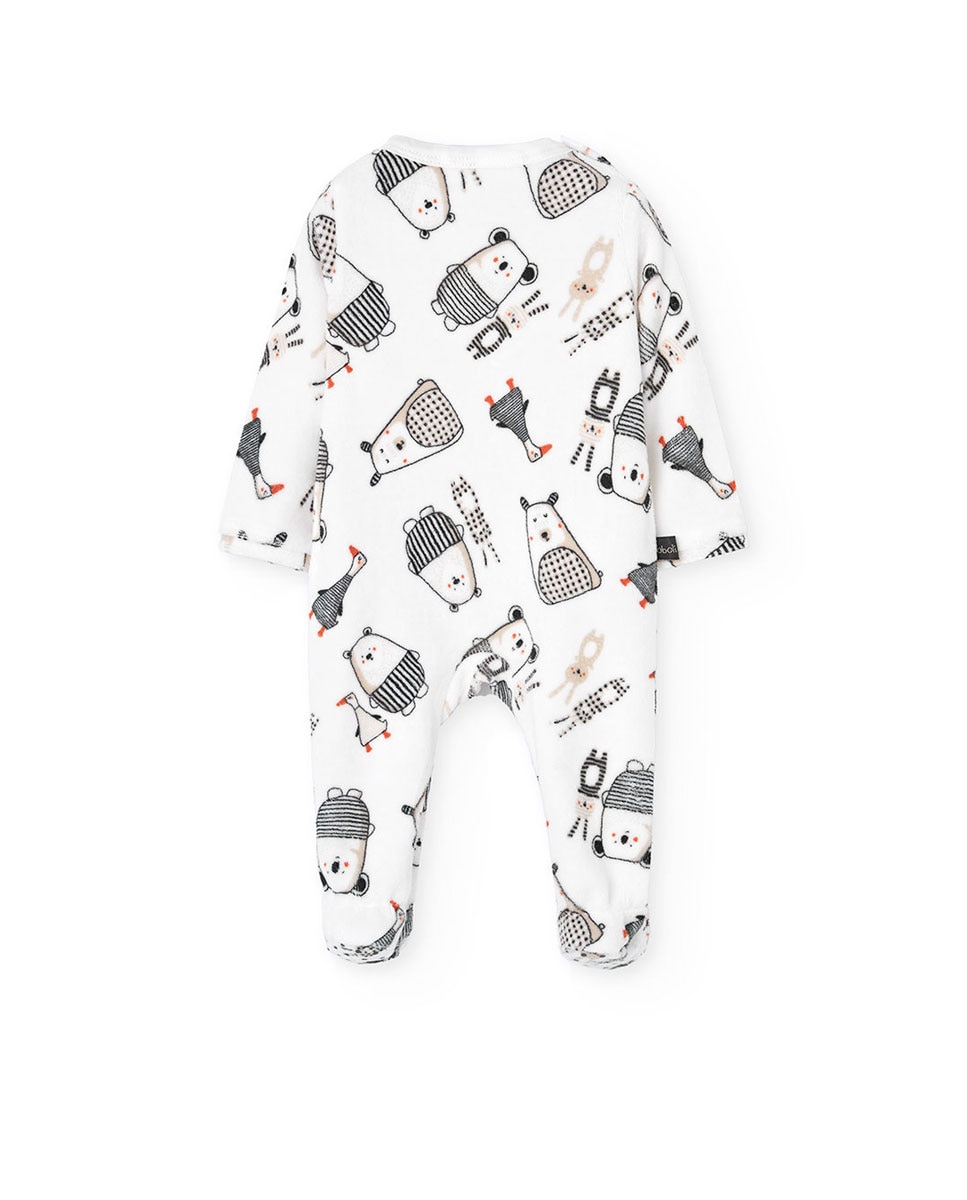 Babygrow de Veludo para Bebé com Manga Comprida Branco / Preto-2