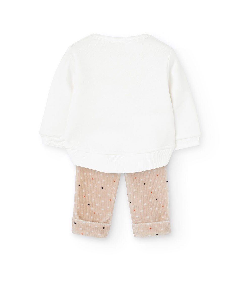 Conjunto para Bebé de T-shirt e Calças com Bolinhas Boboli Branco-2