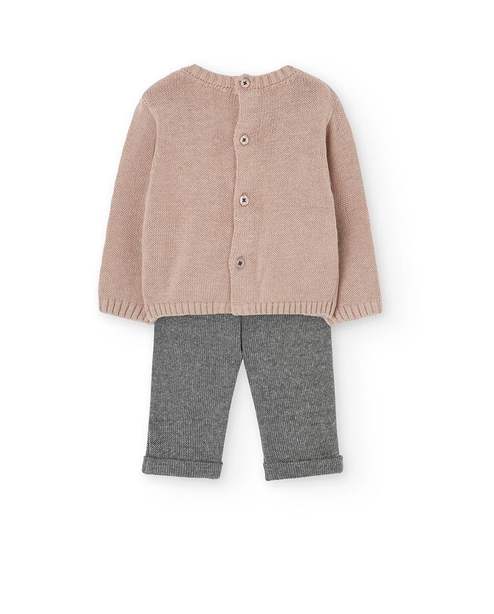 Conjunto para Bebé de Camisola com Urso e Calças Boboli Bege-2