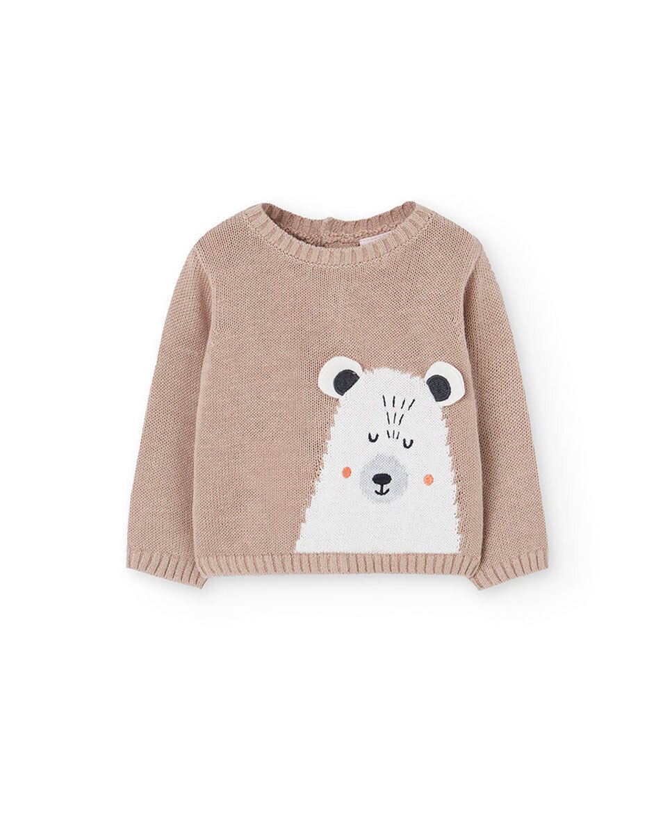 Conjunto para Bebé de Camisola com Urso e Calças Boboli Bege-3