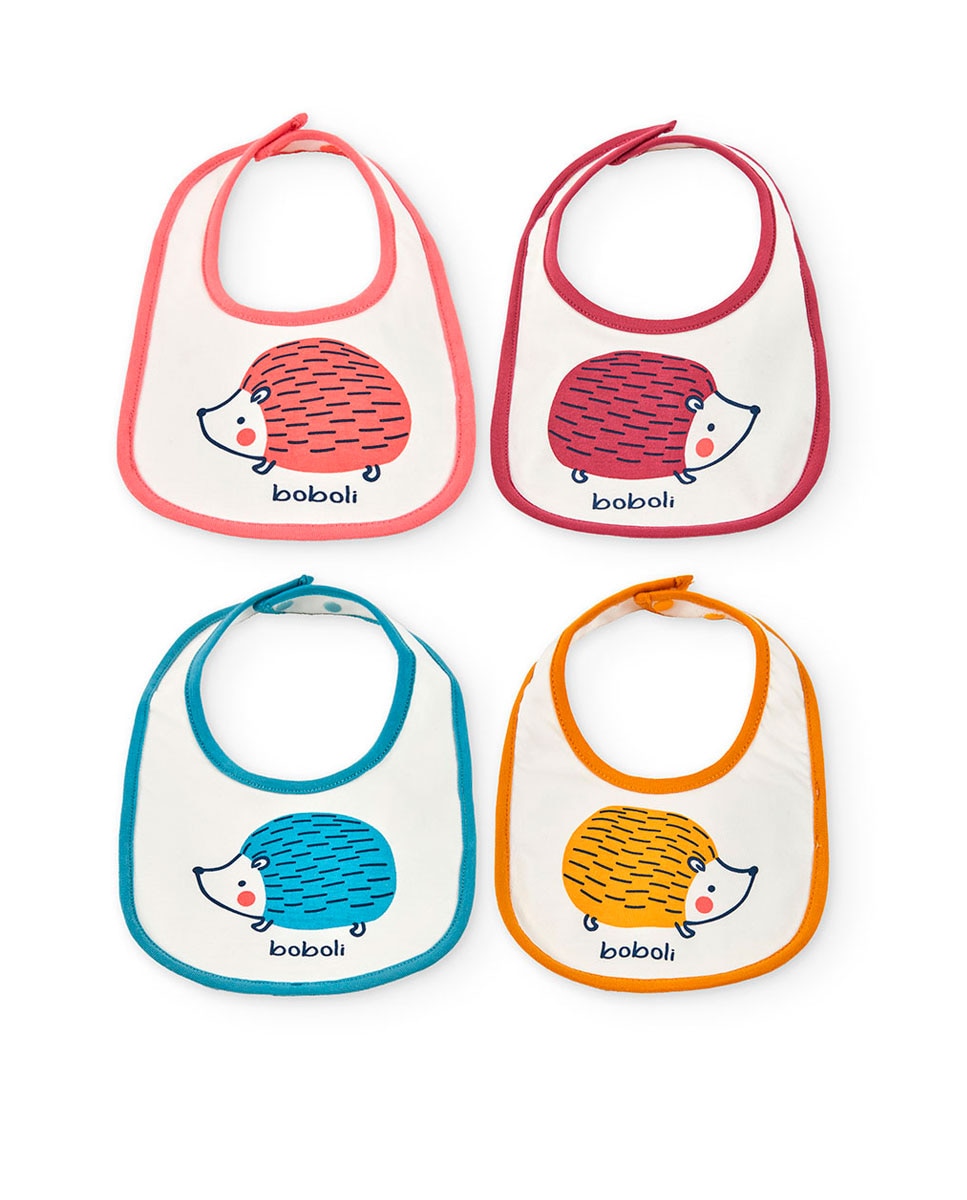 Pack de 4 Babetes de Bebé com Fecho de Botão Branco-1