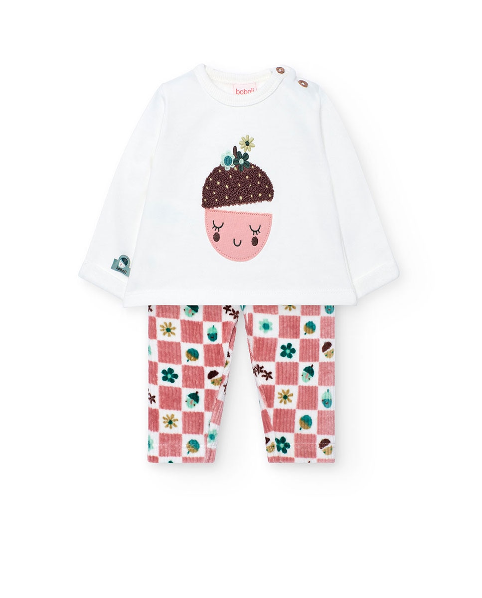 Imagem 0 de Conjunto para Bebé de T-shirt e Calças com Estampado Aos Quadrados e Gola Redonda