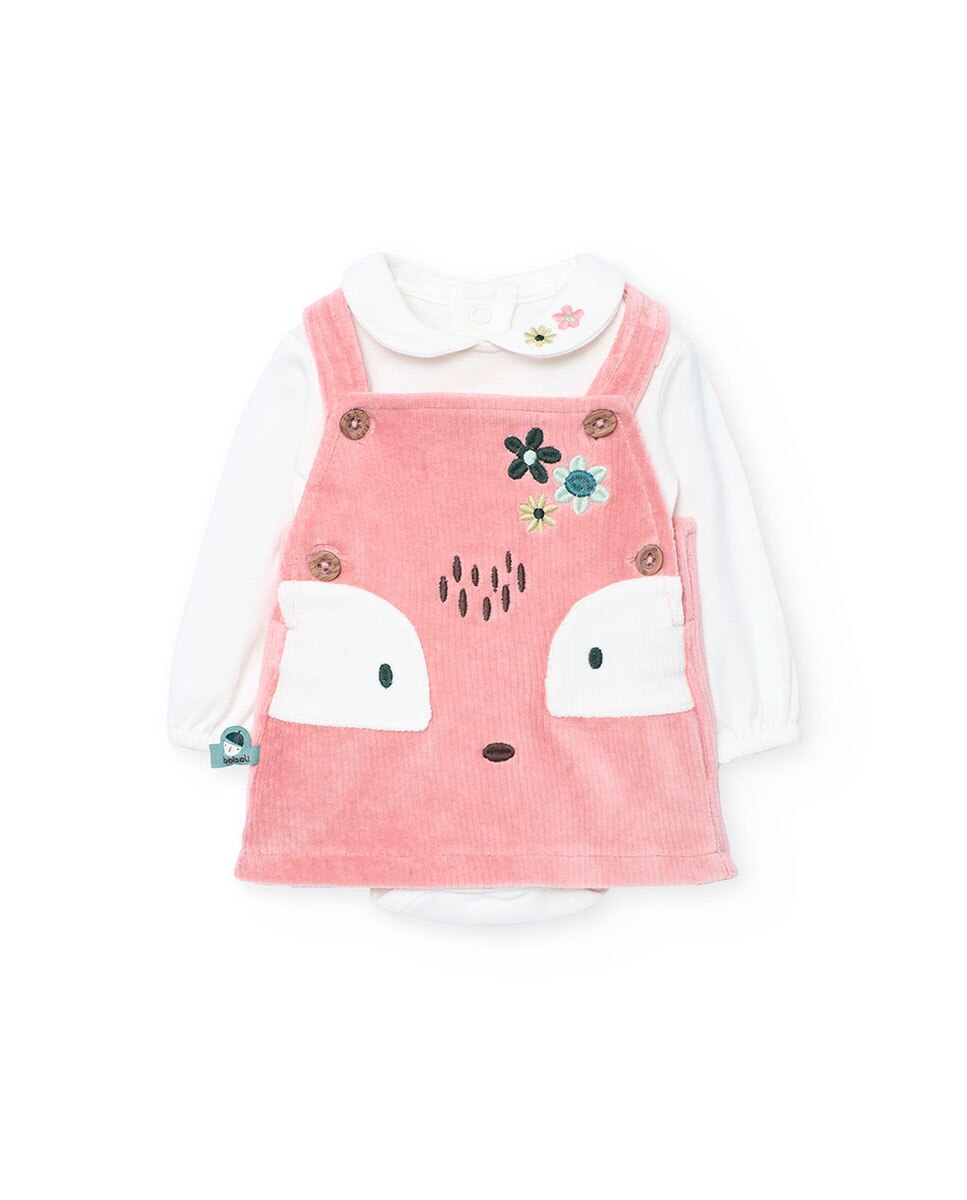 Conjunto para Bebé de Body e Vestido de Bombazina Boboli Rosa-claro-1