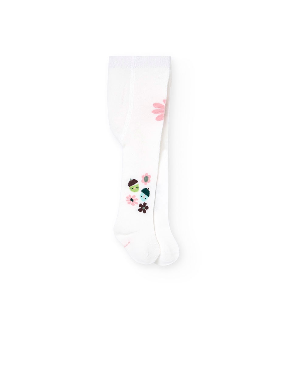 Collants para Bebé com Cintura Elástica e Estampado Boboli Branco-1