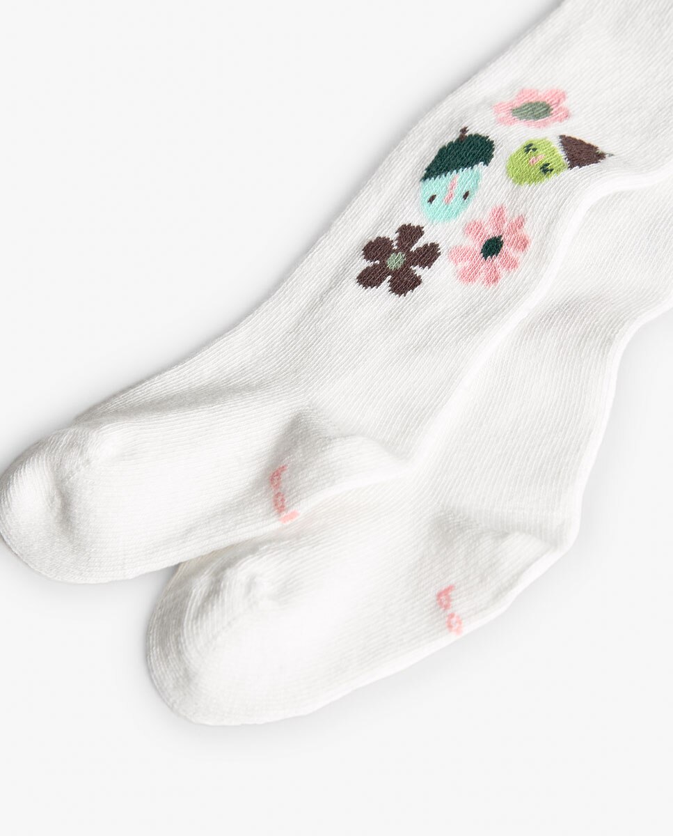 Collants para Bebé com Cintura Elástica e Estampado Boboli Branco-2