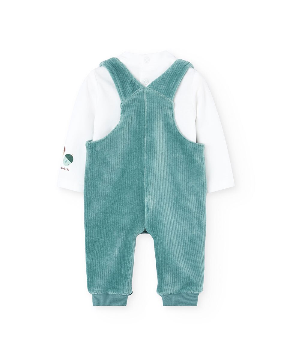 Conjunto para Bebé de T-shirt e Macacão de Bombazina Turquesa-2