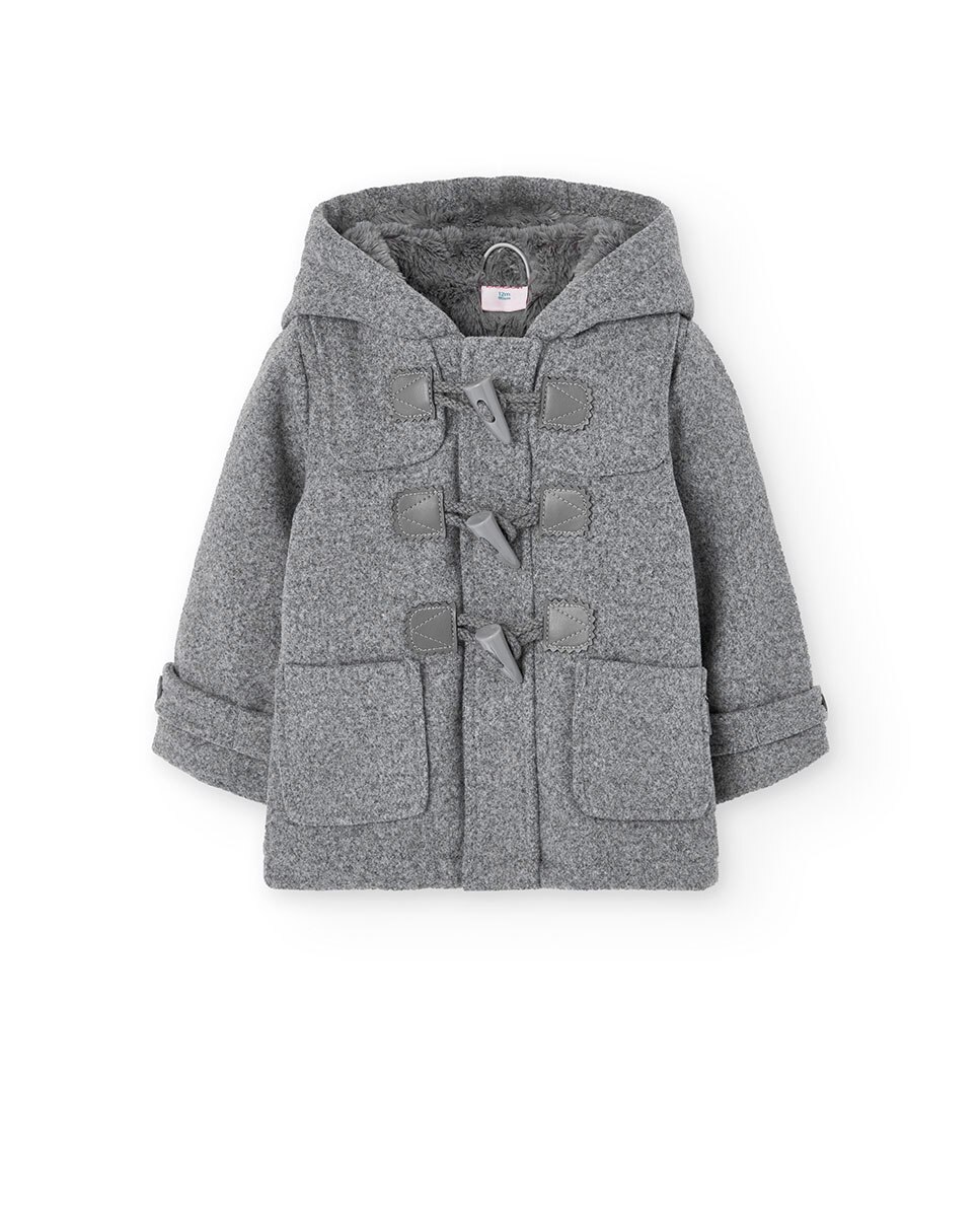 Parka de Pano Infantil com Capuz Boboli Cinzento-1