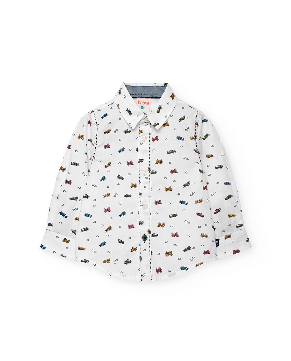 Camisa de Popelina para Bebé com Mangas Compridas Boboli Multicolor-1