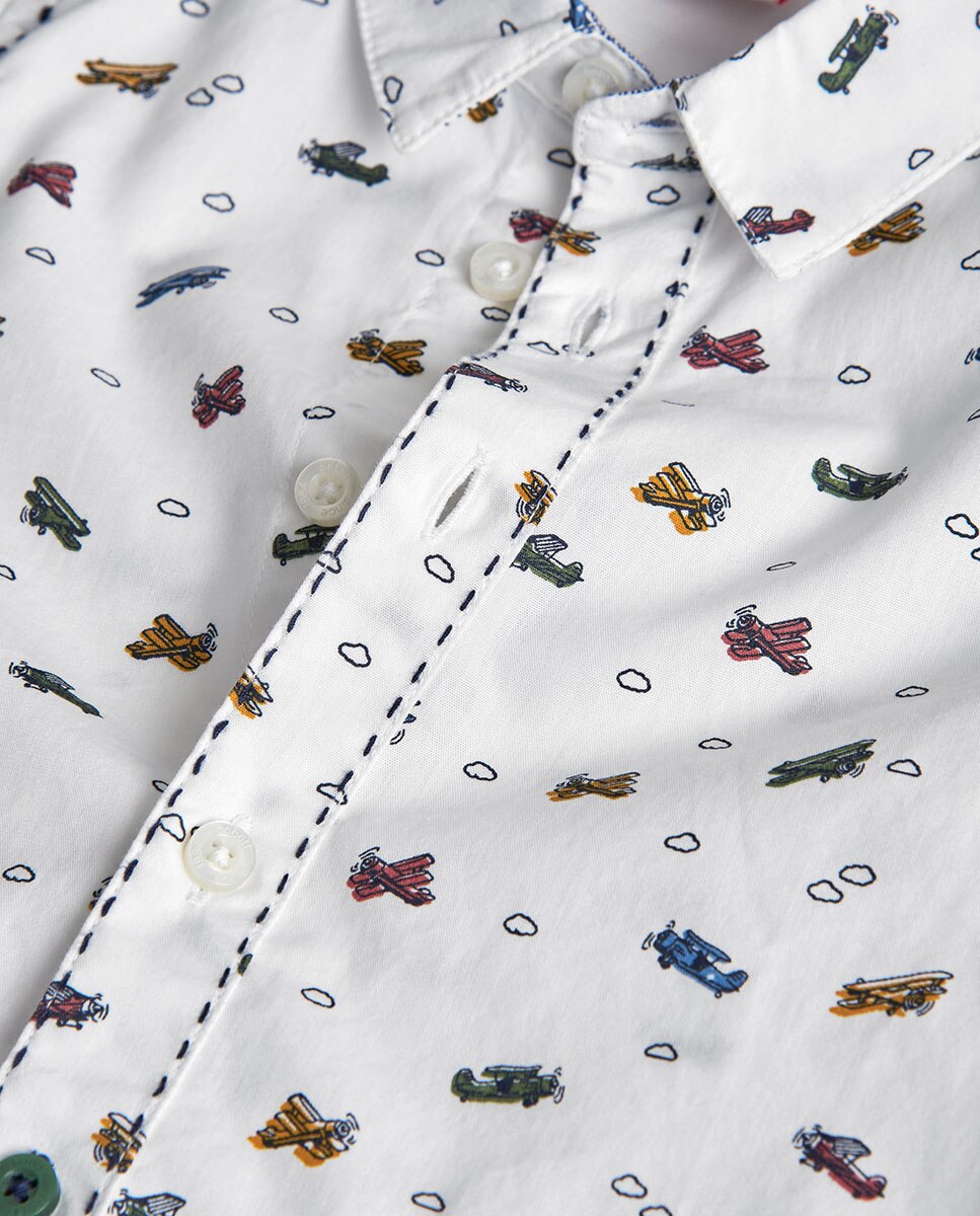 Camisa de Popelina para Bebé com Mangas Compridas Boboli Multicolor-3