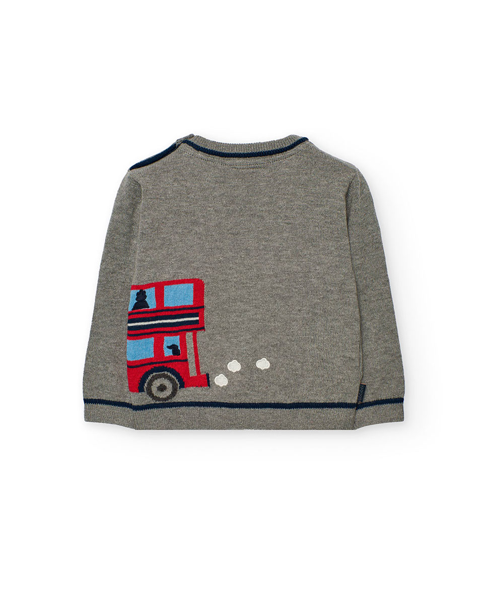 Camisola Infantil com Manga Comprida e Estampado Boboli Cinzento-2