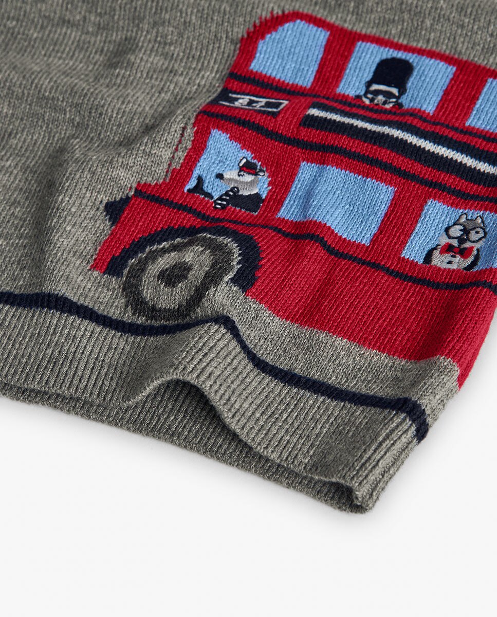 Camisola Infantil com Manga Comprida e Estampado Boboli Cinzento-4