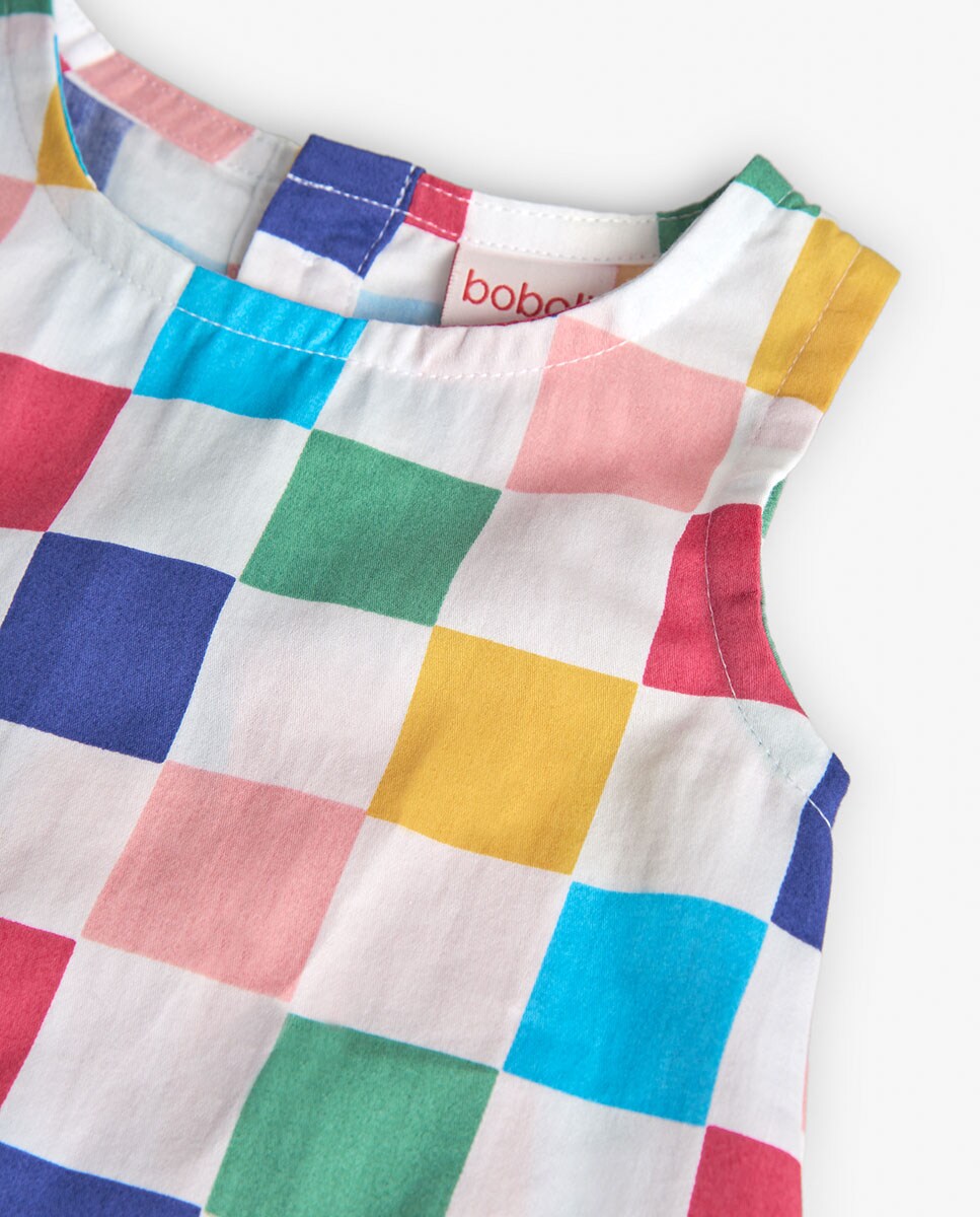 Top para Bebé de Algodão com Estampado aos Quadrados Multicolor-3