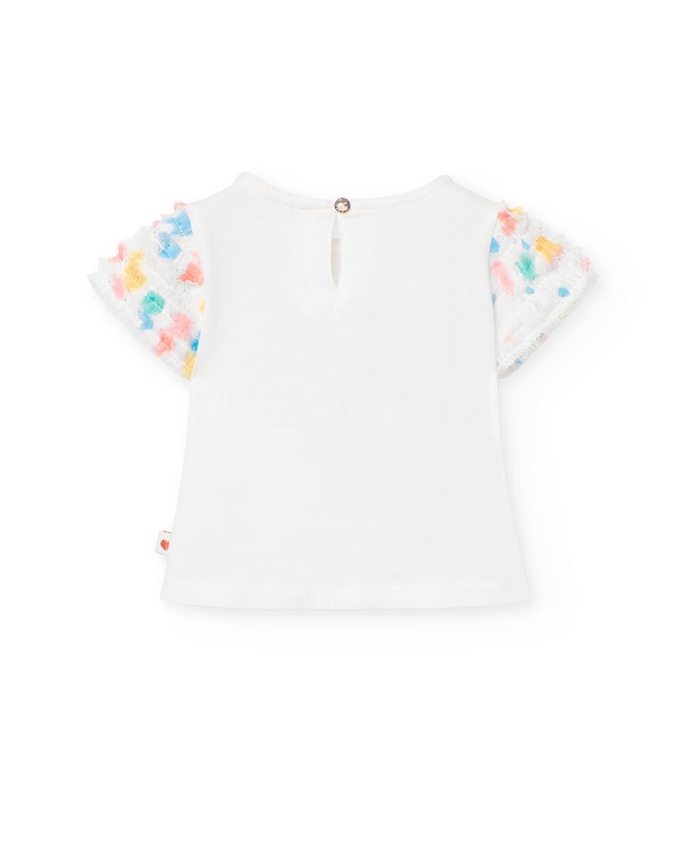 T-shirt para Bebé de Manga Curta com Corações Boboli Branco-2