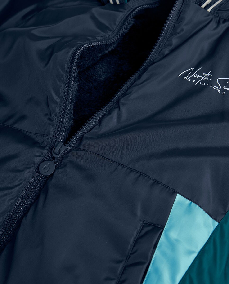 Parka Infantil com Capuz e Fecho Zip Azul-marinho-3