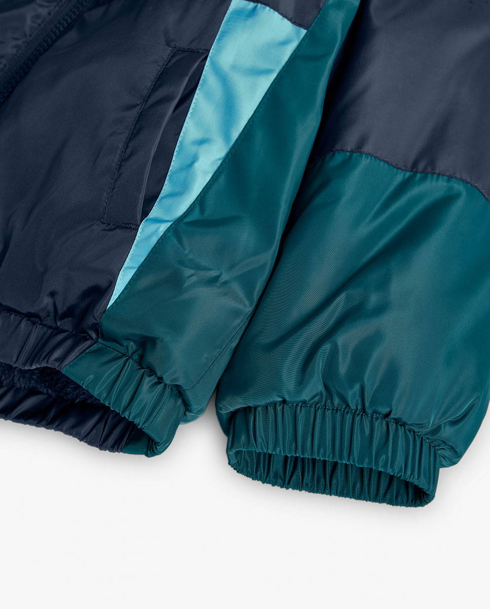 Parka Infantil com Capuz e Fecho Zip Azul-marinho-4