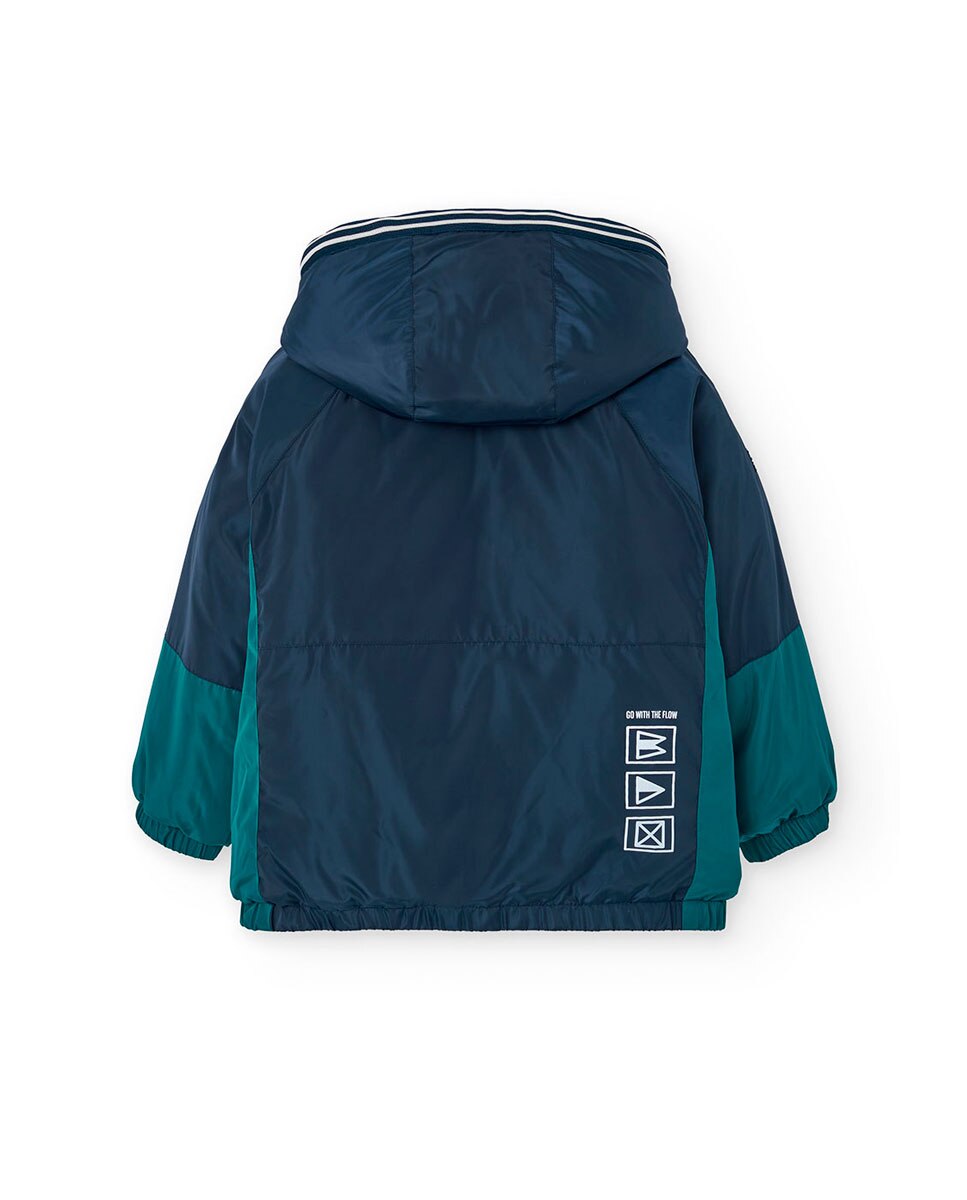 Parka Infantil com Capuz e Fecho Zip Boboli Azul-marinho-2