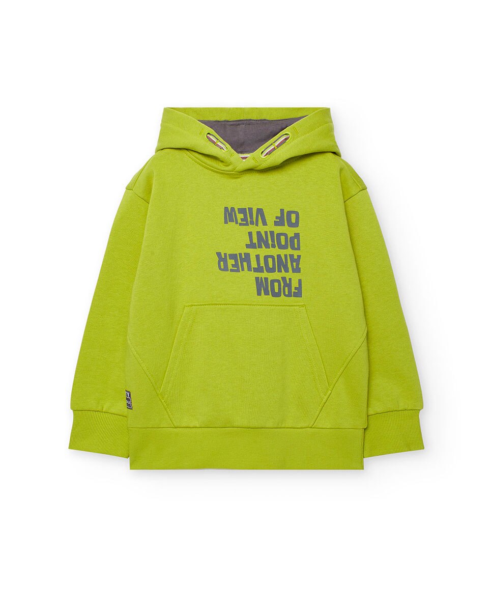 Sweat Infantil com Bolso Canguru e Capuz Boboli Pistácio-1