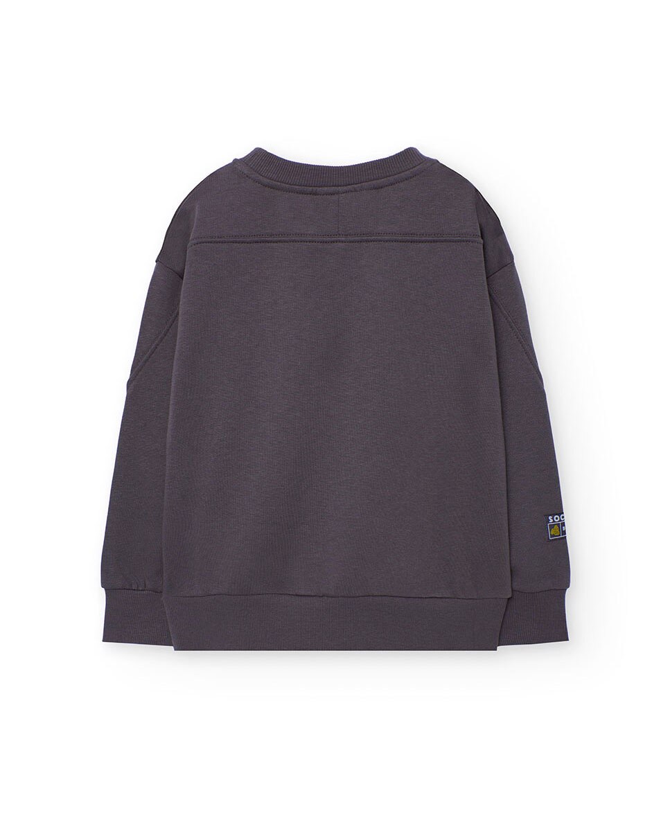 Sweat Infantil com Desenho Frontal e Gola Redonda Cinzento-escuro-2