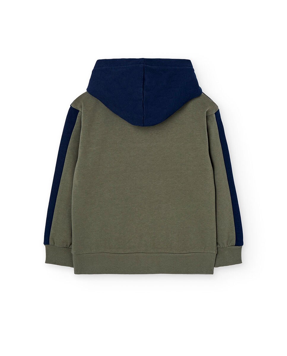 Sweat Infantil com Capuz e Bolso Canguru Boboli Azul-marinho / Verde-2