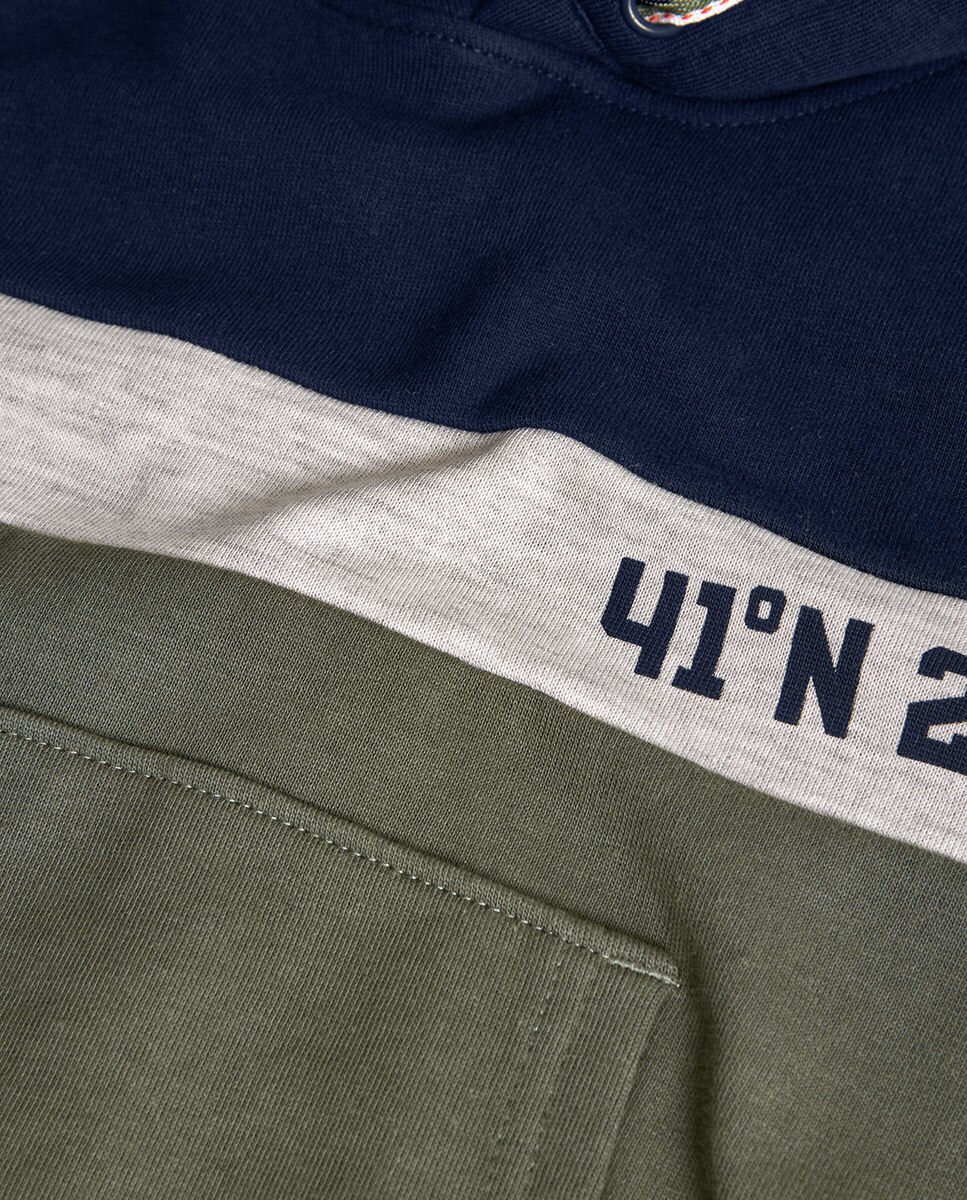 Sweat Infantil com Capuz e Bolso Canguru Boboli Azul-marinho / Verde-3