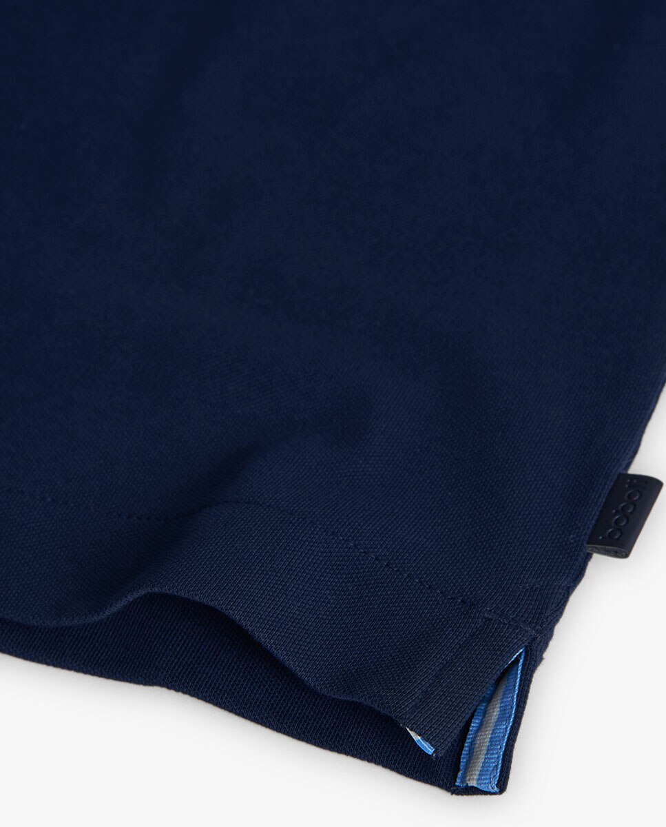 Polo Infantil com Manga Comprida e Gola Camiseiro Boboli Azul-4