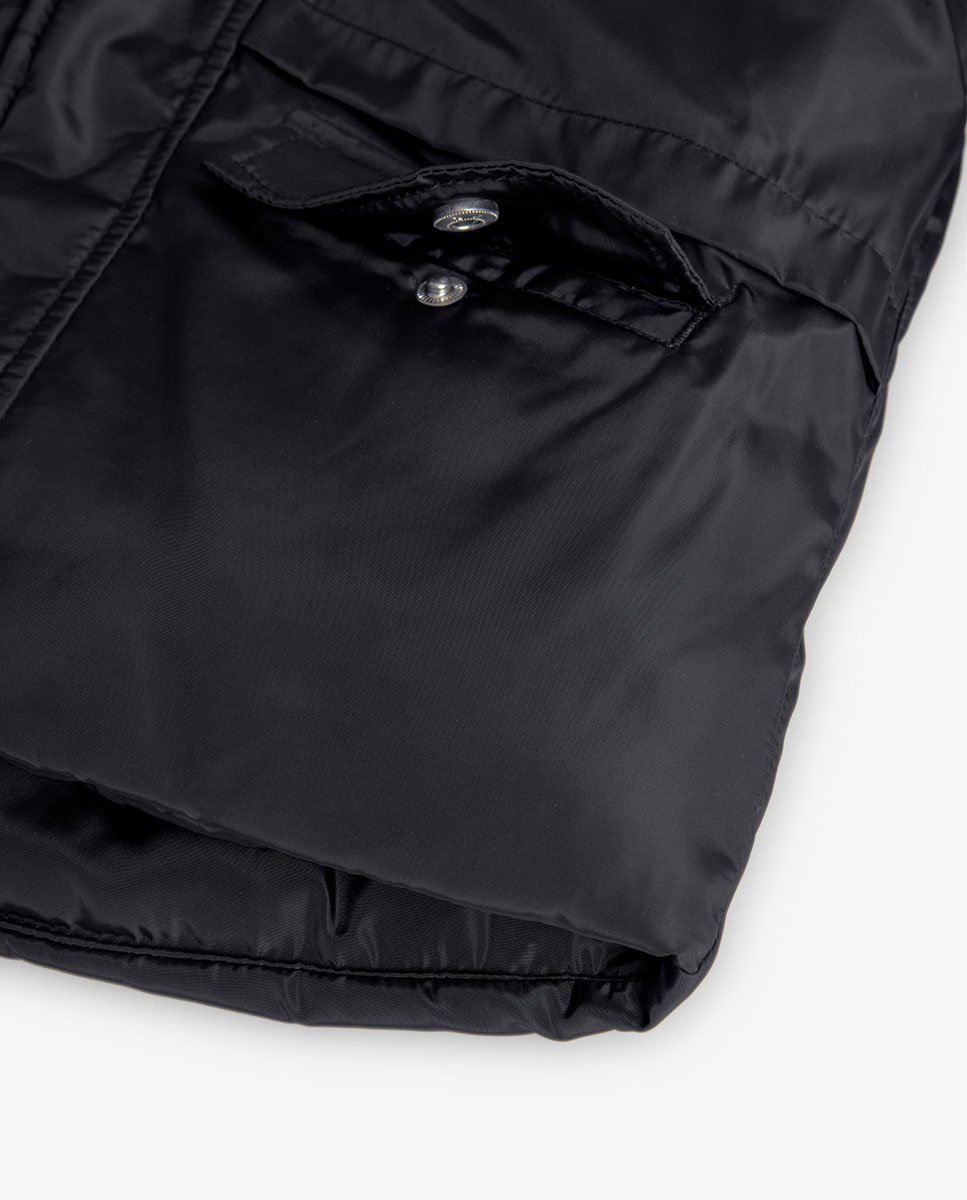 Parka Comprida Infantil com Fecho Zip e Capuz Boboli Preto-4