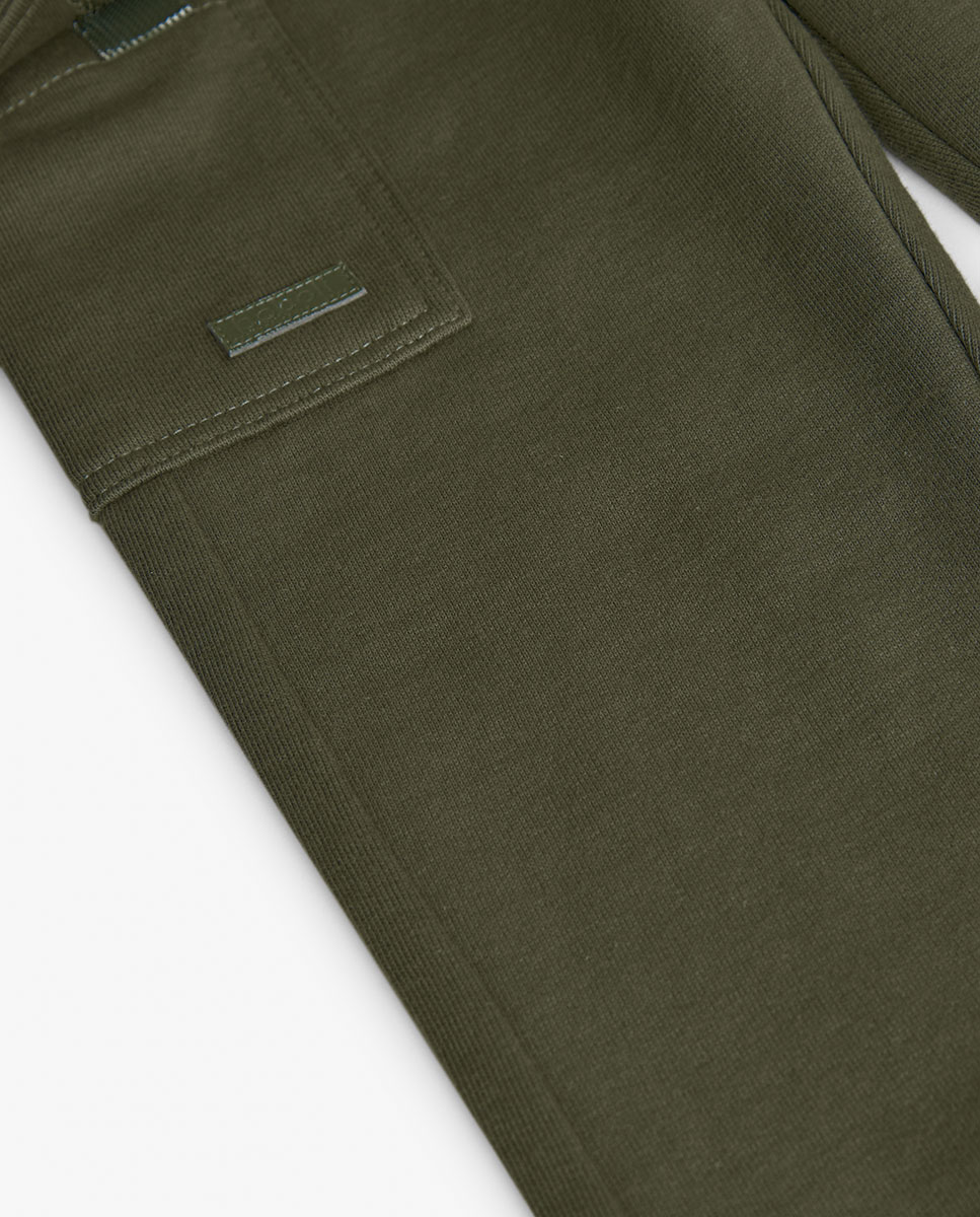 Jogpant Infantil de Felpa com Bolsos Cargo Verde-4