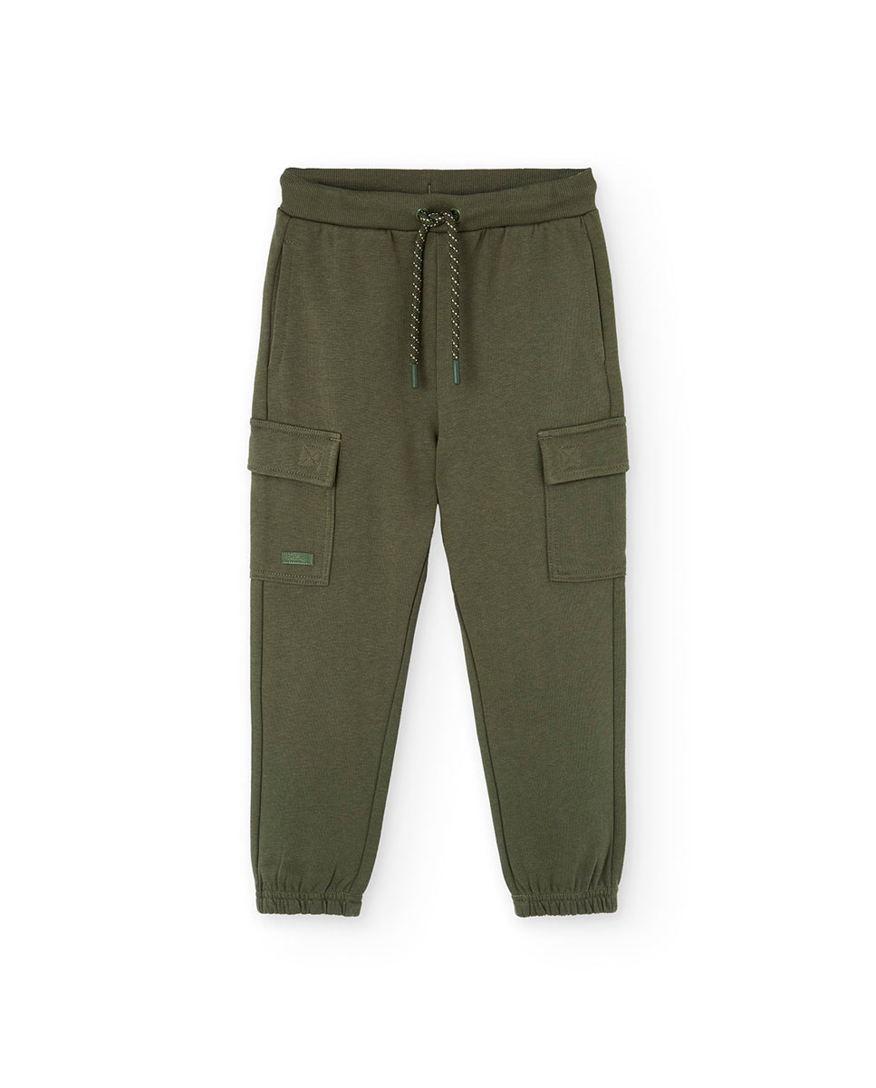 Jogpant Infantil de Felpa com Bolsos Cargo Boboli Verde-1