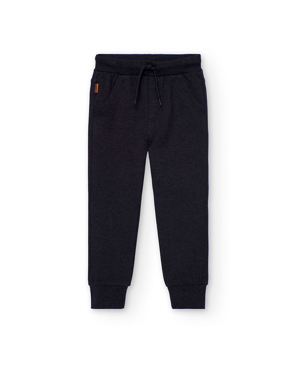 Calças de Felpa Infantil com Ajuste de Borracha Boboli Preto-1