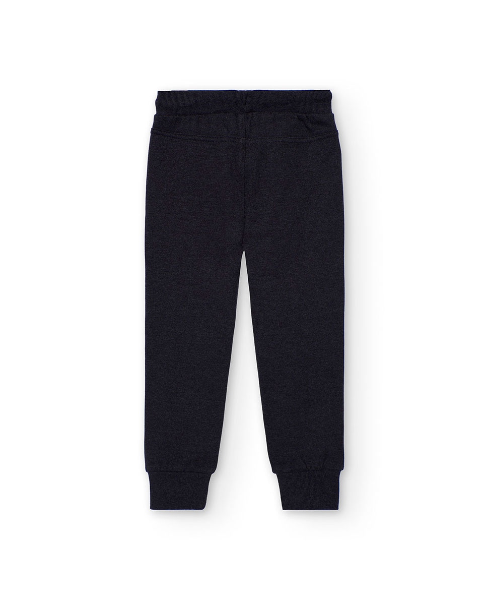 Calças de Felpa Infantil com Ajuste de Borracha Boboli Preto-2