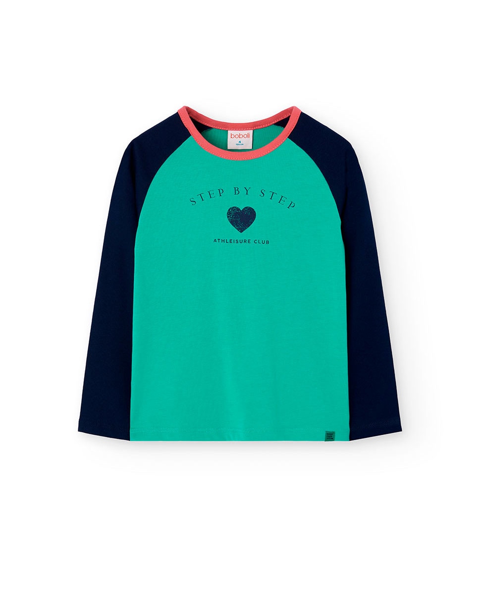 T-shirt de Algodão Infantil com Desenho Frontal Boboli Verde-1
