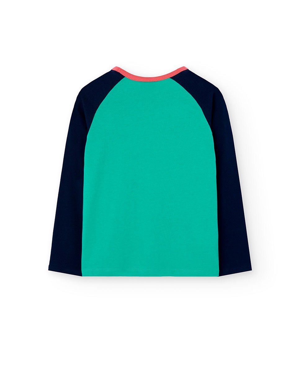 T-shirt de Algodão Infantil com Desenho Frontal Boboli Verde-2