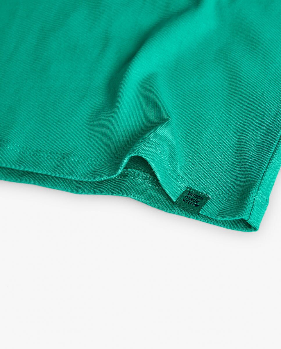 T-shirt de Algodão Infantil com Desenho Frontal Boboli Verde-4