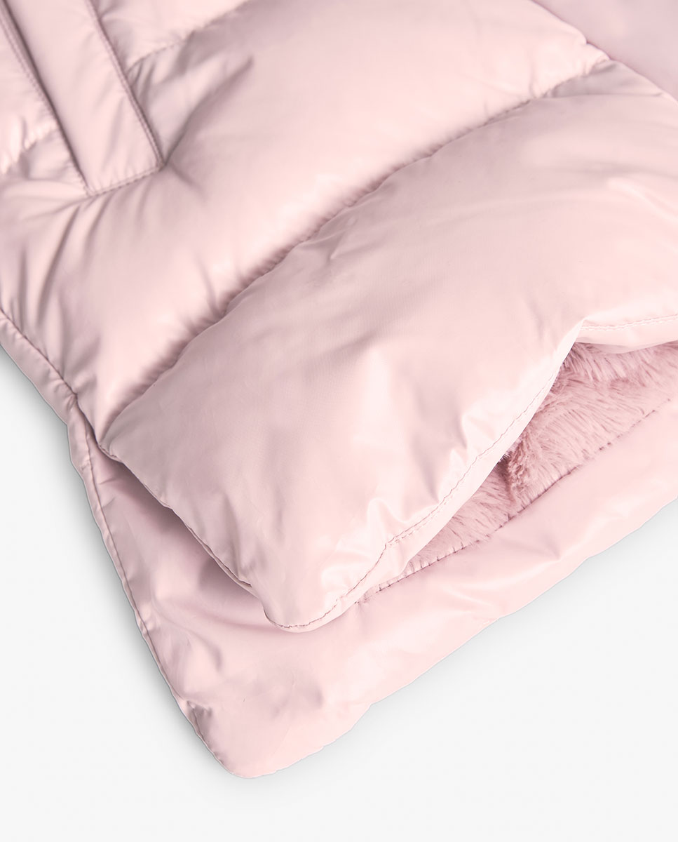 Colete Acolchoado Infantil com Bolsos Frontais e Capuz Boboli Rosa-claro-4