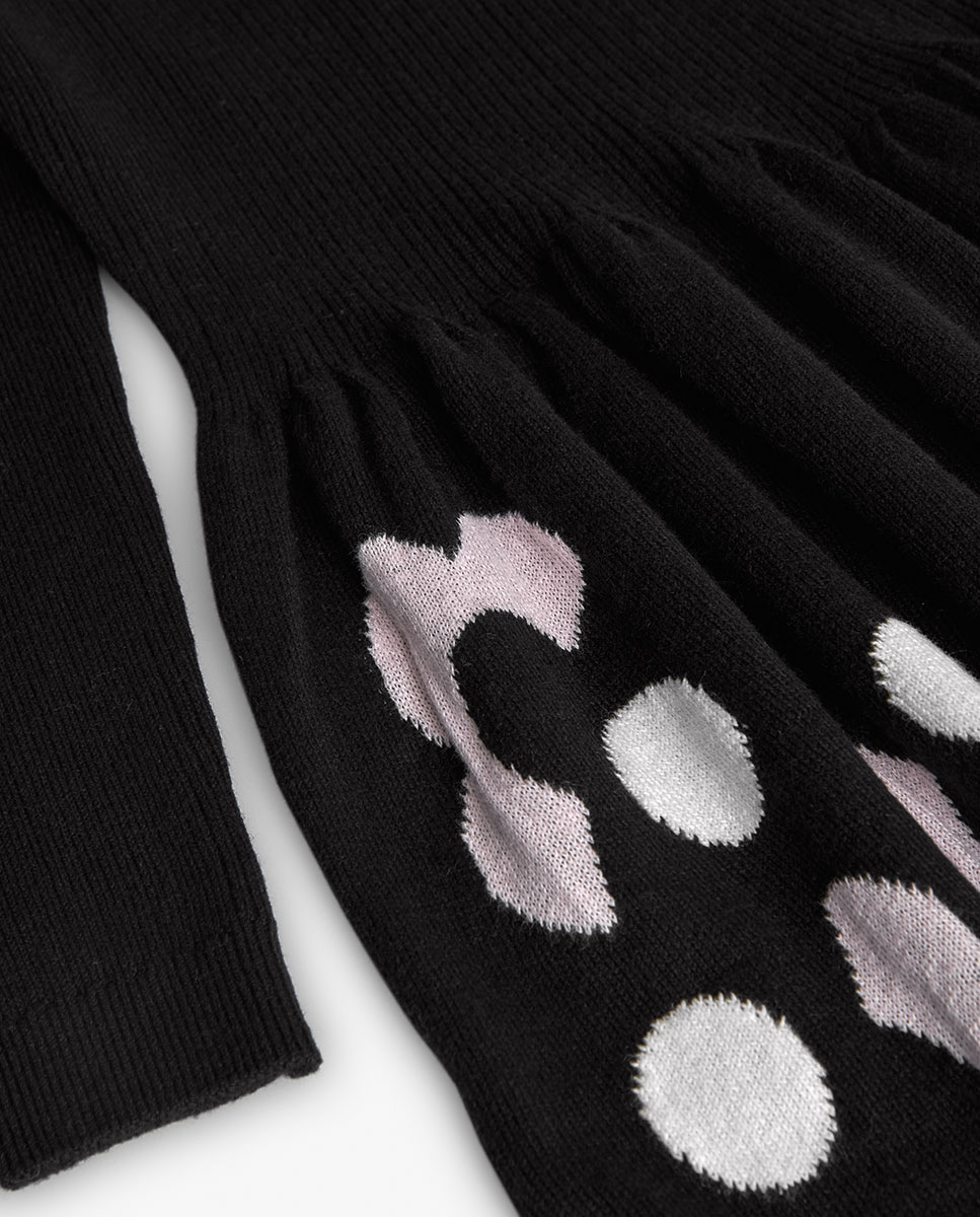 Vestido Infantil com Manga Comprida e Gola Tipo Camisa Preto-4