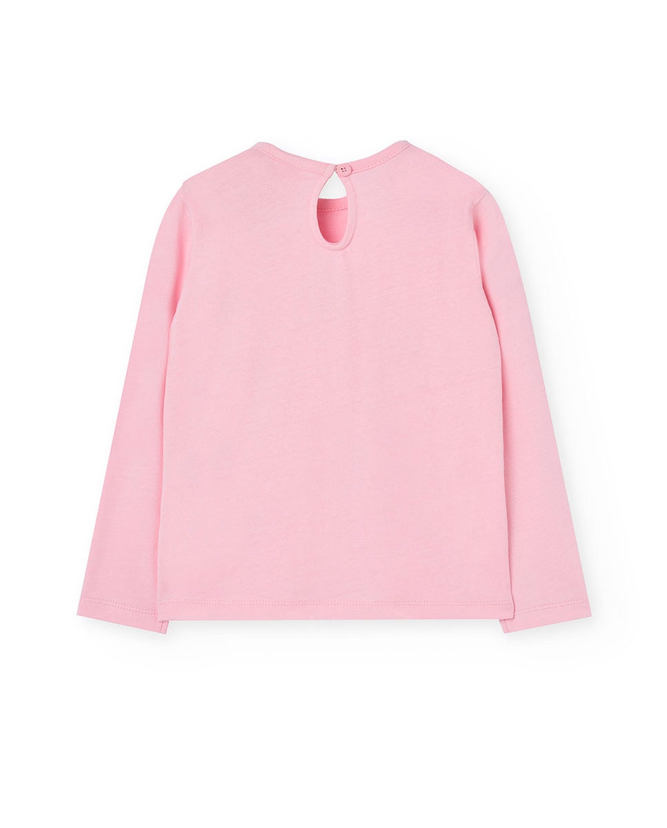 T-shirt Infantil com Laços e Pérolas Decorativas Boboli Rosa-2