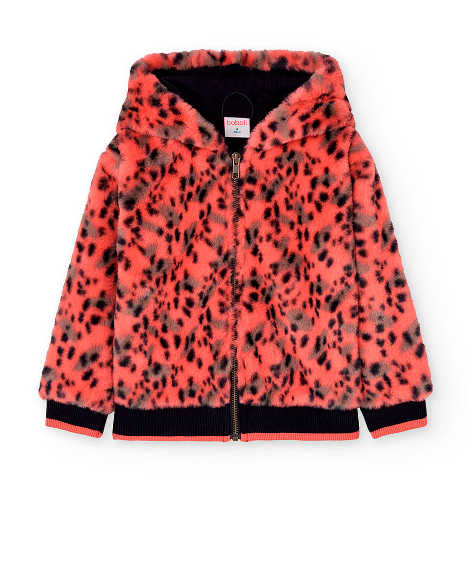 Imagem 0 de Casaco de Pelo de Ovelha Infantil com Estampado e Capuz