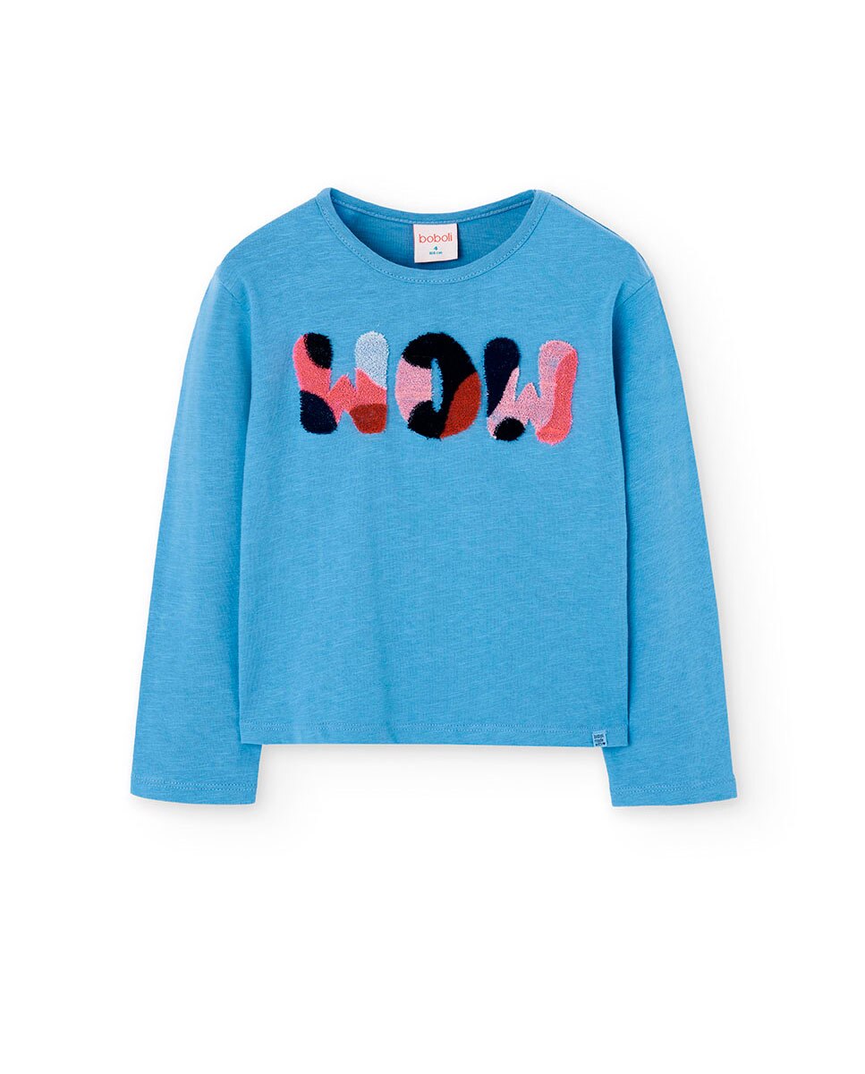 T-shirt Infantil com Gola Redonda e Manga Comprida Boboli Azul-1